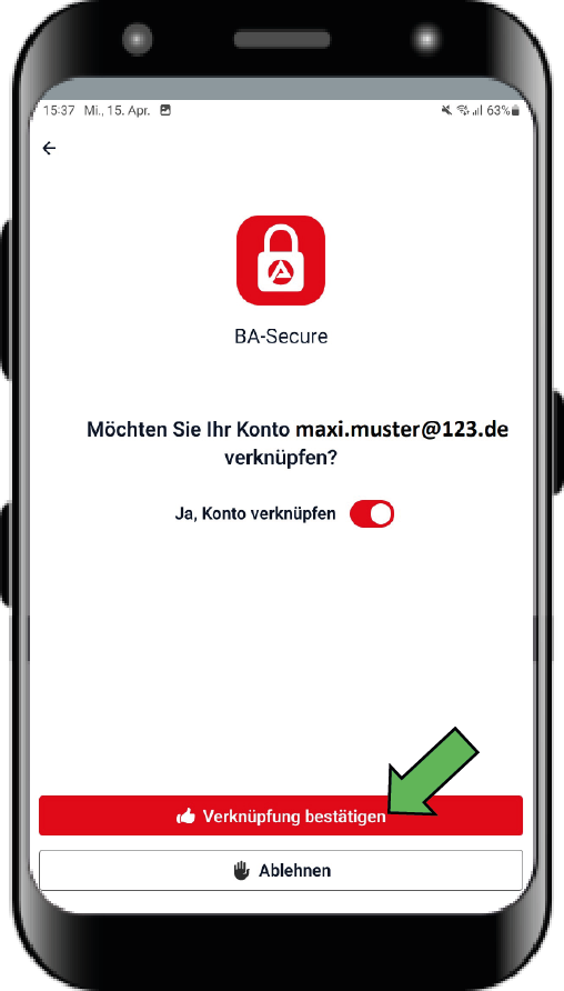 Registrierung im Online-Portal mit Verknüpfung der BA-Secure App 15
