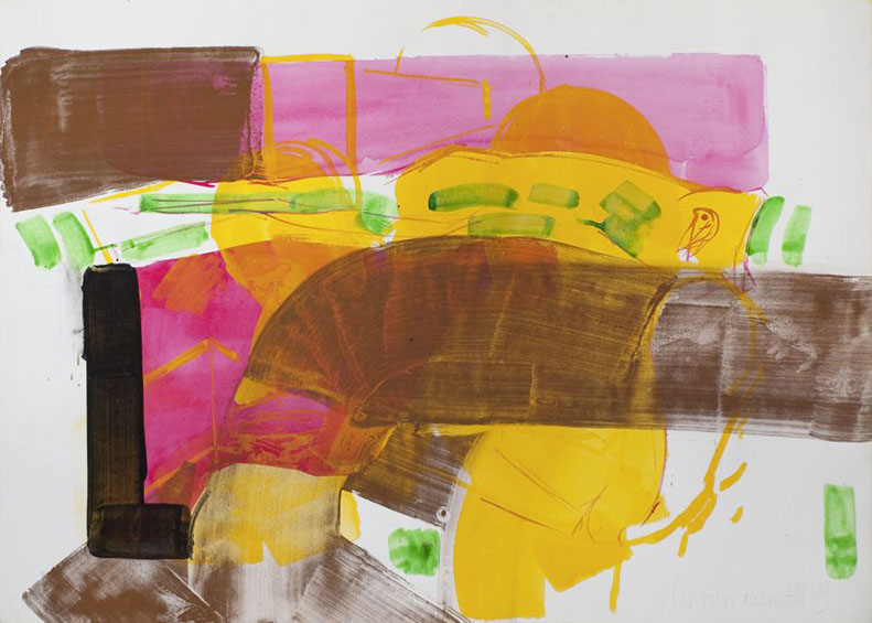 Sabine Herrmann · Das Knie von Fräulein Bell · 2013 · Pigmente, Tusche auf Büttenpapier · 70 x 90 cm