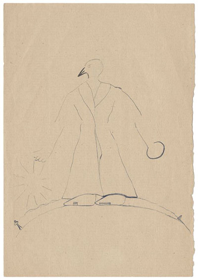 Uwe Greßmann · o.T. [zu Vogel Frühling] · o.J. · Tusche schwarz auf Papier · 21 x 14,8 cm Signatur 1095 · Archiv der Akademie der Künste Berlin 