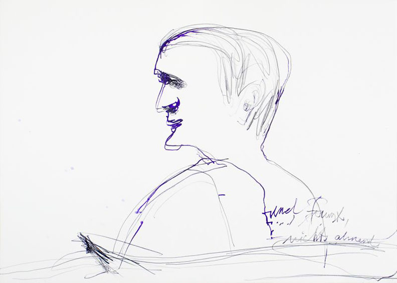 Wolfram Adalbert Scheffler · Zu Uwe Greßmann · 2013 · Bleistift auf Papier · je 50,0 x 70,0 cm (eins aus einer Serie von 9)