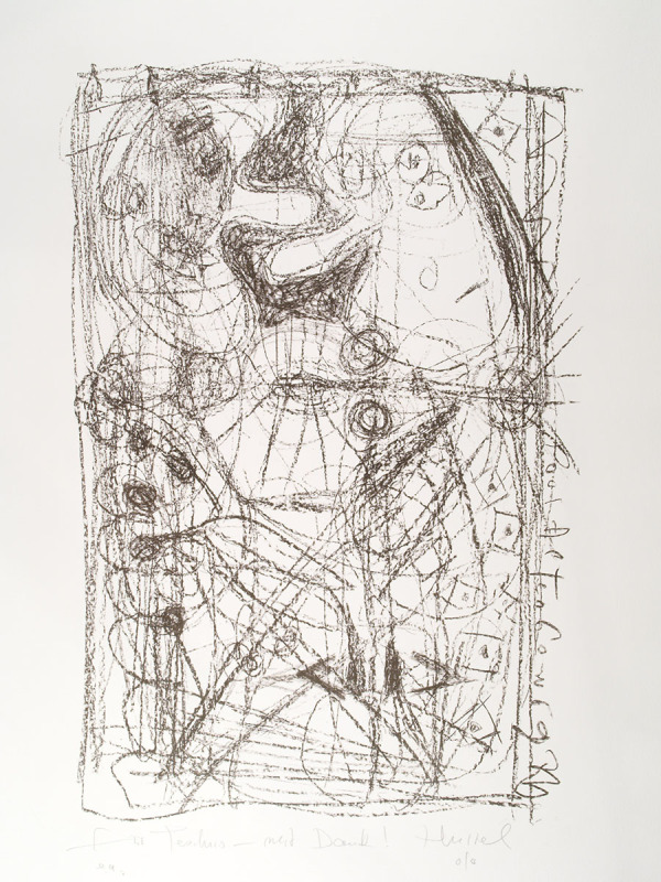 Horst Hussel: ohne Titel, 2010, Lithografie, Umdruck, Kreide, 58 x 40 cm (Zeichnung), 78 x 57 cm (Blattgröße)
