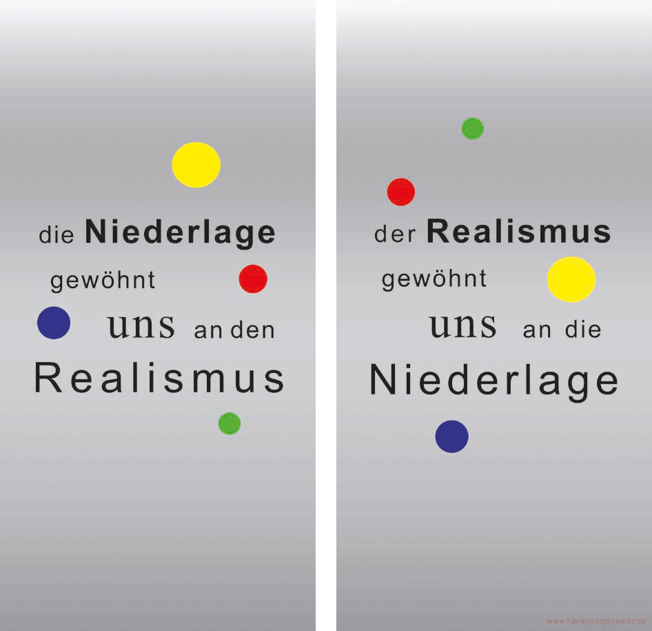 Hans Georg Koehler: Der Realismus gewöhnt uns an die Niederlage, 2008, 200 x 100 cm, Digitalprint auf Kunststoff
