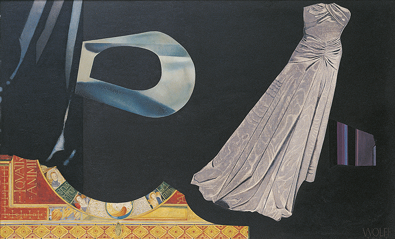 Willy Wolff: Ohne Titel (Das Kleid), 1967, Öl auf Sperrholz, 76 x 123 cm, Privatbesitz, Berlin