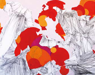 Christiane Klatt: Jumping Jack, 2008, Graphit, Öl auf Aquarellpappe, 80 x 110 cm