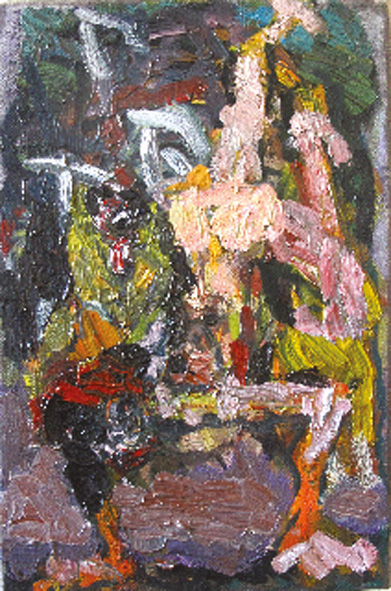 Angelika von Schwedes: Gejagt, 2010, Öl auf Leinwand, 130 x 81 cm