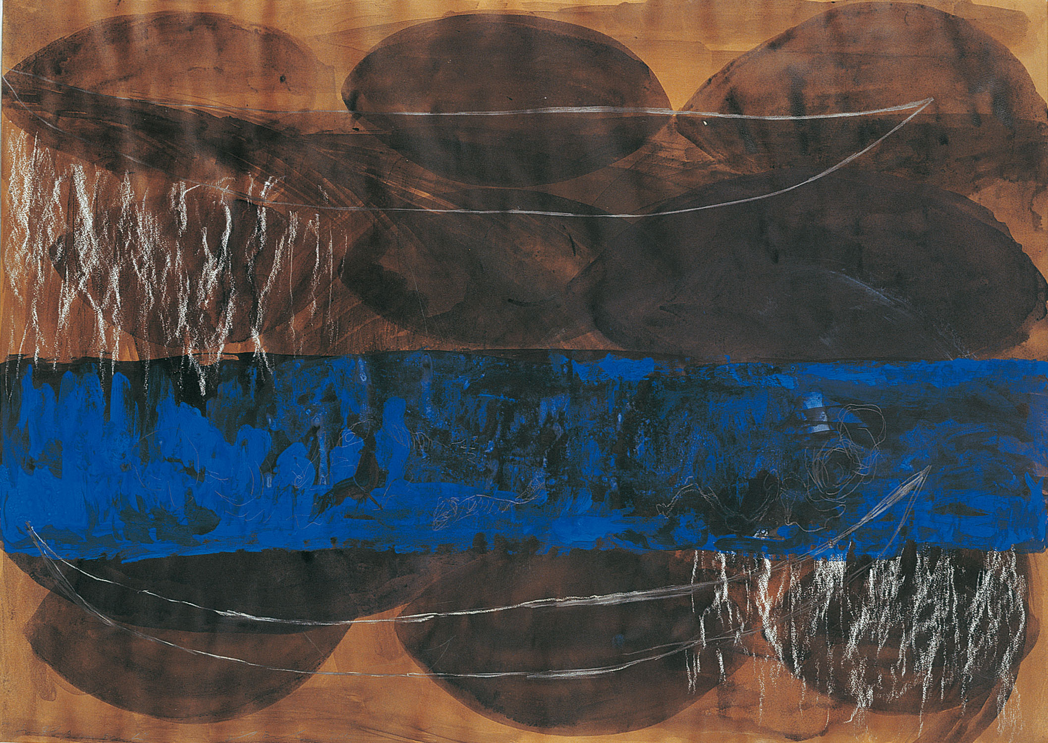 Dorit Bearach: am Fluß oder im Bruch, 2006, Mischtechnik auf Leinwand, 150 x 50 cm