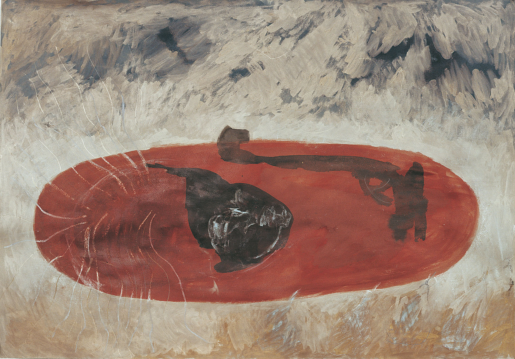 Dorit Bearach: danach am See, 2011, Mischtechnik auf Karton, 69 x 98 cm
