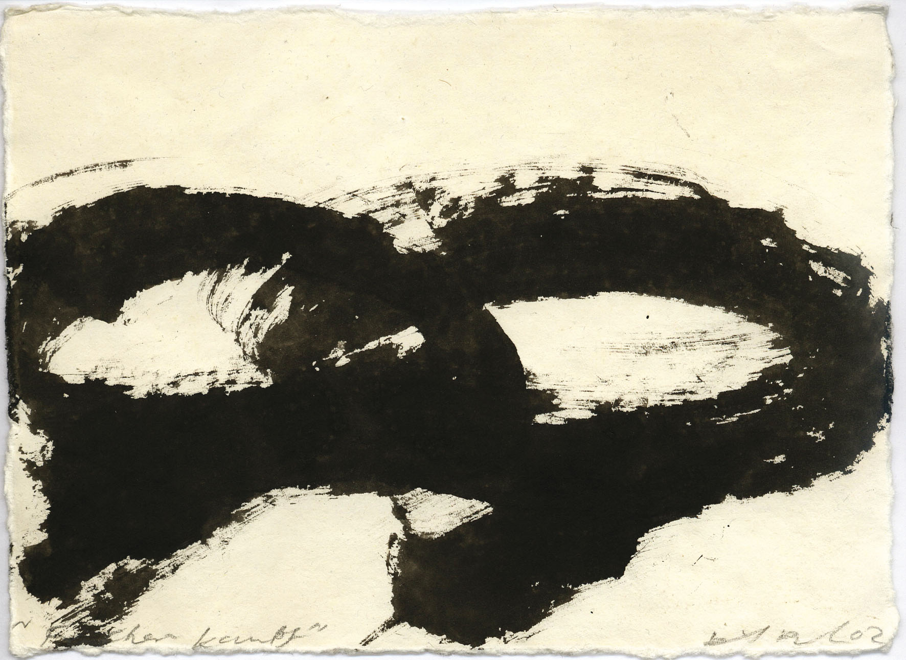 Dorit Bearach: Fächerkampf, 2002, Tusche auf Büttenpapier, 15 x 20 cm (1)