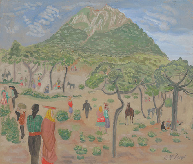 Charlotte E. Pauly: Portugal, Wallfahrtsberg, 1930, Wasserfarben, 30 x 36 cm