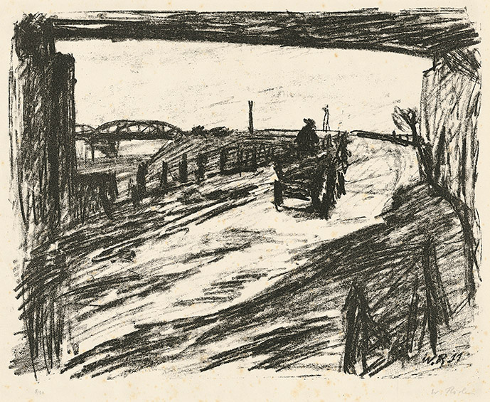 Waldemar Rösler: Straße mit Unterführung und Brücke · o. J. · Lithographie · 41 x 58 cm