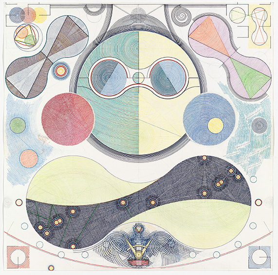 Semir Alschausky: Zu A.S Kaff auch Mare Crisium · 2010/11 · Acryl auf Papier · 152 x 152 cm