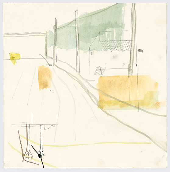 Karsta Lipp: Es pla (Mallorca) · 2003 · Mischtechnik auf Papier · 22 x 25 cm