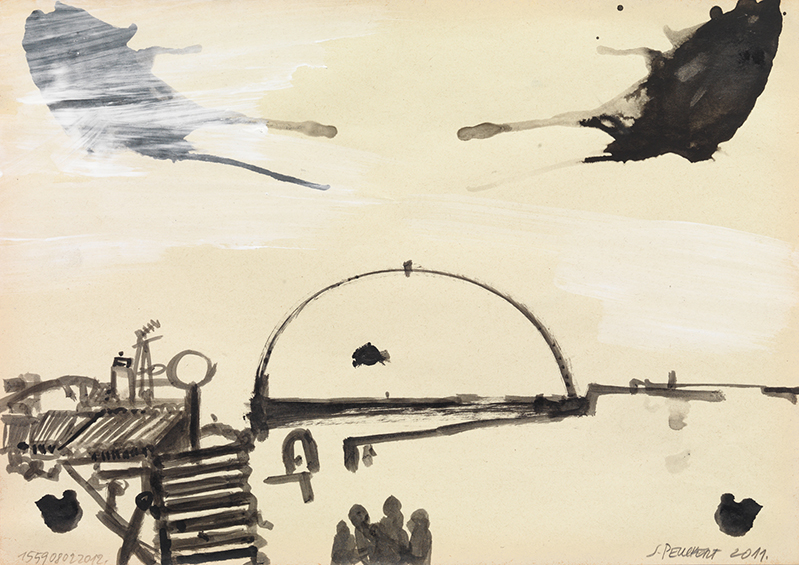 Sabine Peuckert: Aus der Folge Istanbul · 2011 · Pinsel, Tusche, Deckweiß auf Papier · 21 x 29,5 cm