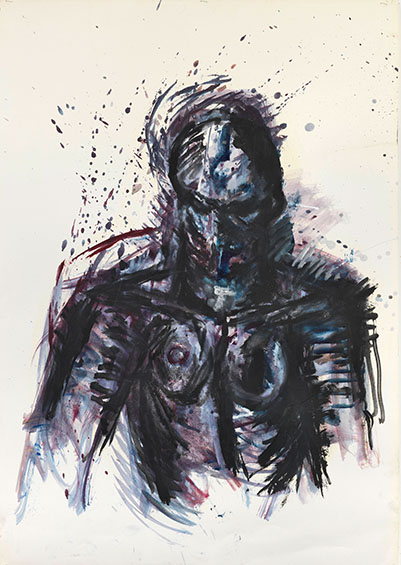 Lothar Böhme, Halbakt, 2012, Öl auf Papier, 102 x 72 cm