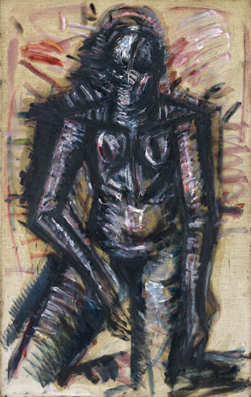 Lothar Böhme, Kniender Akt, 2012, Öl auf Leinwand, 190 x 120 cm