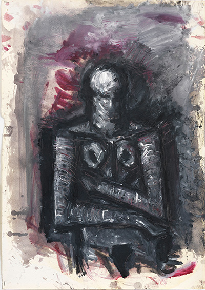 Lothar Böhme, Sitzender Akt, 2005, Feder, Tusche auf Papier, 58 x 42 cm