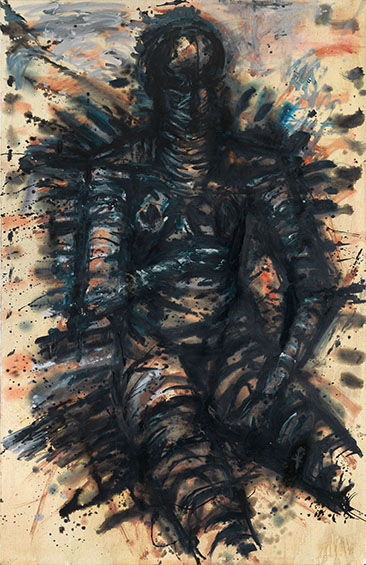 Lothar Böhme, Sitzender Akt, 2005, Öl auf Leinwand, 205 x 134 cm