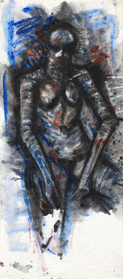 Lothar Böhme, Sitzender Akt, 2010, Öl auf Leinwand, 128 x 56 cm