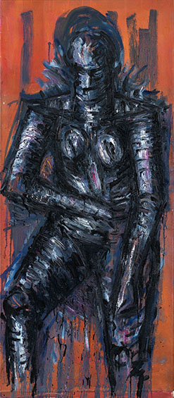 Lothar Böhme, Stehender Akt, 2013, Öl auf Leinwand, 175 x 74 cm