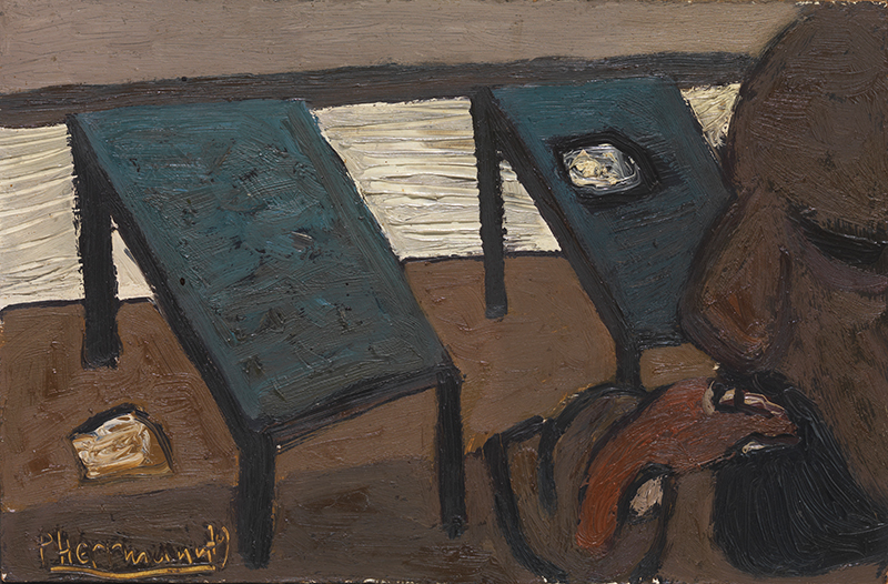 Peter Herrmann · ohne Titel · 1979 · Öl auf Hartfaser · 19,5 x 29,5 cm