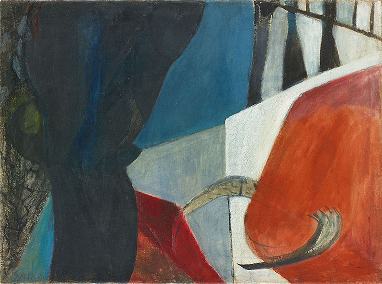 Alexander Camaro: "Angreifender Stier", wohl 1949, Öl auf Leinwand, 76,0 x 103,0 cm