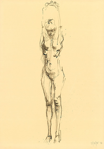 Hans Scheib: 12.12.95 IV, 1995, Feder, Tusche, 58,5 x 41 cm 