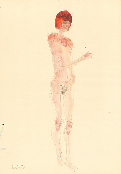 Hans Scheib: 23.7.90, 1990, Farbstift, Aquarell, 42 x 30 cm 