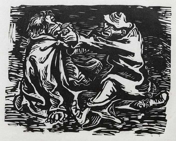 Ernst Barlach, Friß, friß, Vater Kummer, 1921, Illustration zum Drama „Der Findling“, 1921, Holzschnitt, 11 x 13,5 cm WVZ Laur I 070.17