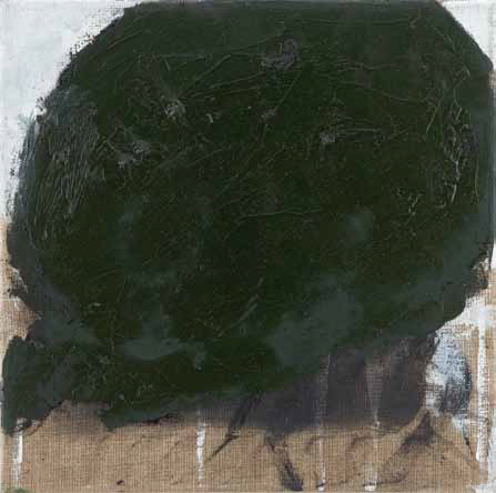 Achim Niemann: Schwarze Kopfform · 2016 · Öl, Kohle auf Leinwand · 35 x 35 cm