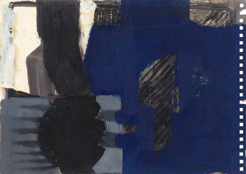 Martin Seidemann: Blauform · 2015 · Öl auf Papier · 29 x 42 cm