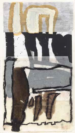 Martin Seidemann: Ohne Titel · 2011 · Öl und Kreide auf Papier, collagiert · 39 x 20,5 cm