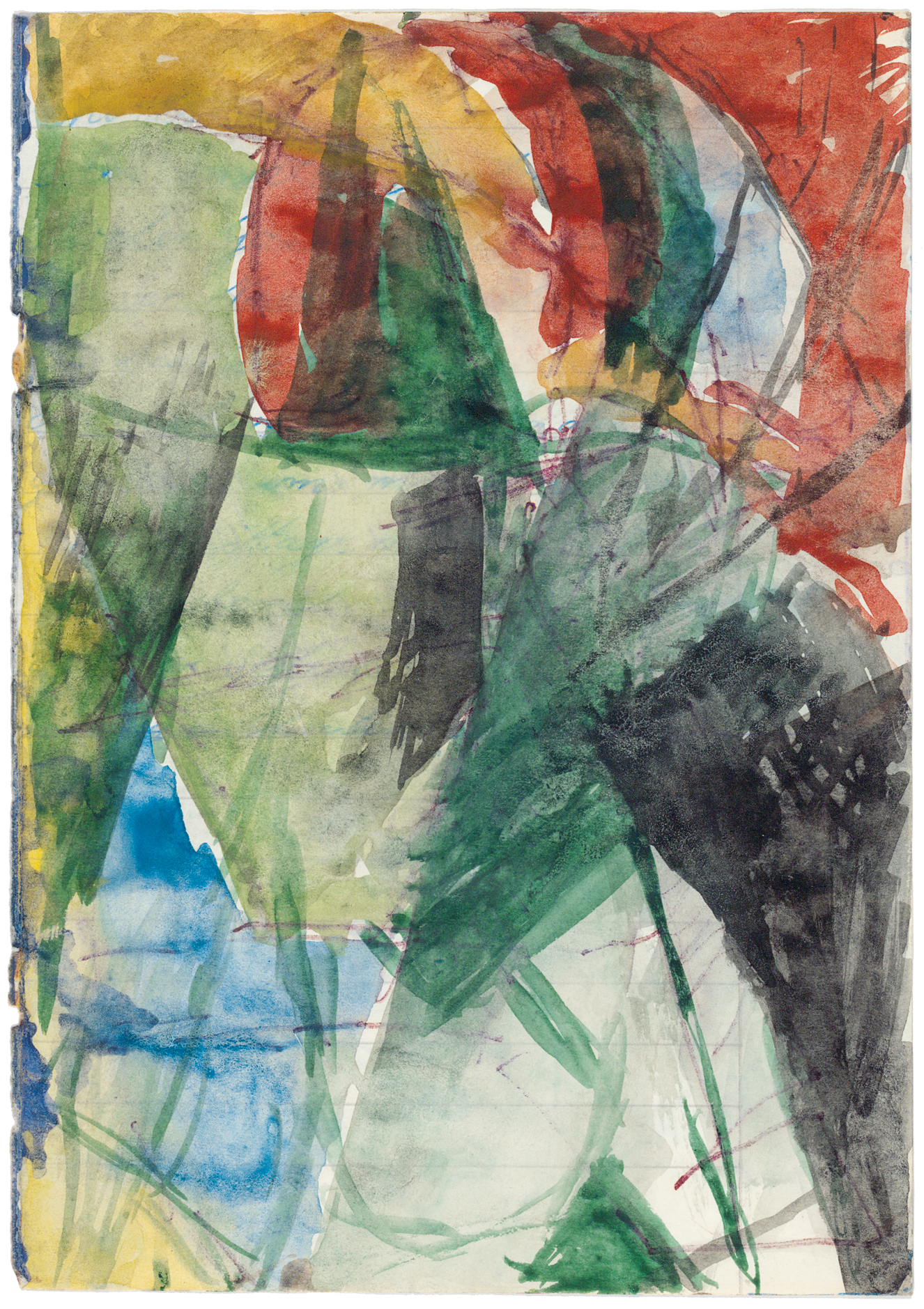 Hans Brosch: Ohne Titel · 1985 · Mischtechnik auf Papier · 21 x 14,5 cm