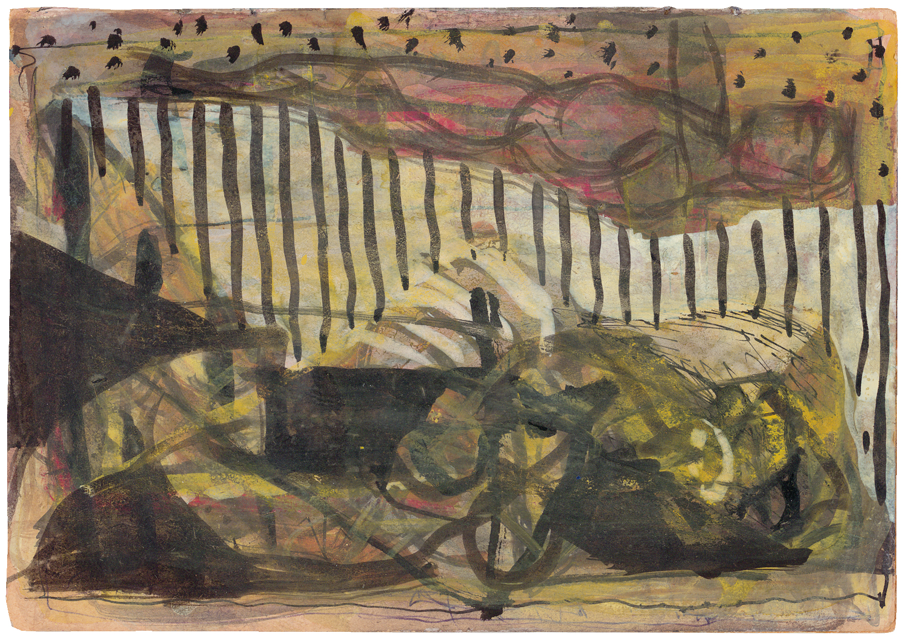 Hans Brosch: Ohne Titel · um 1980 · Mischtechnik auf Papier · 14,5 x 21 cm
