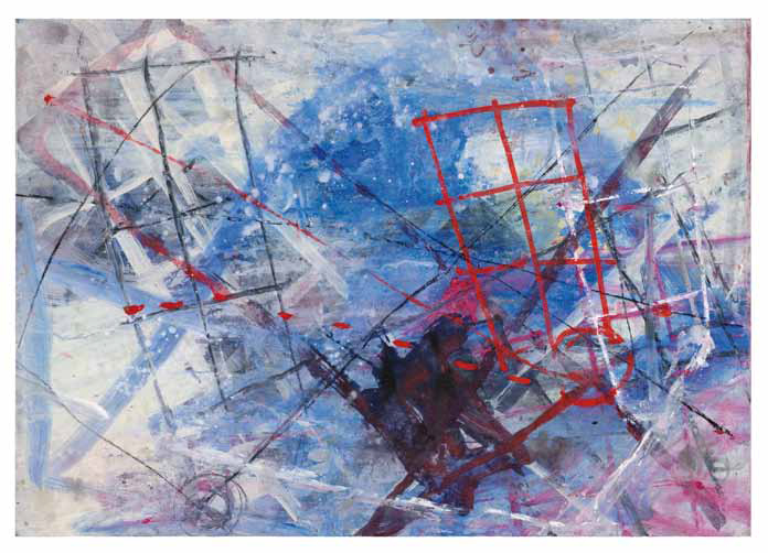 Hans Brosch: Sonnensegel II · 1983 · Mischtechnik auf Papier · 66 x 93 cm