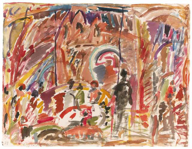 Louise Rösler: Im Café · 1984 · Aquarell · 48 x 62 cm