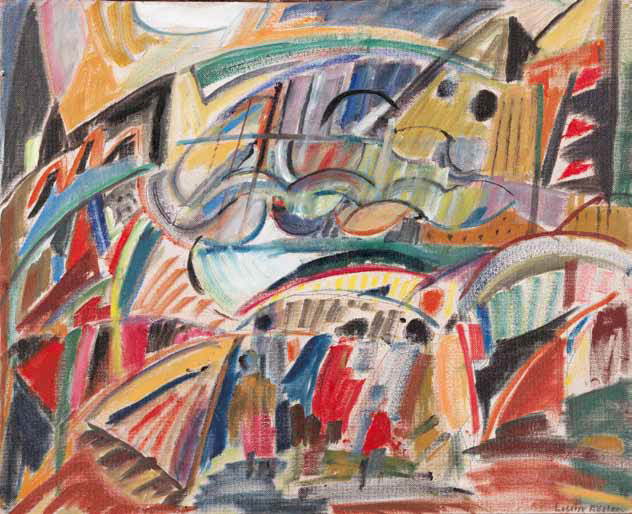 Louise Rösler: Passage · 1990 · Öl und Collage auf Hartfaser · 69 x 85 cm