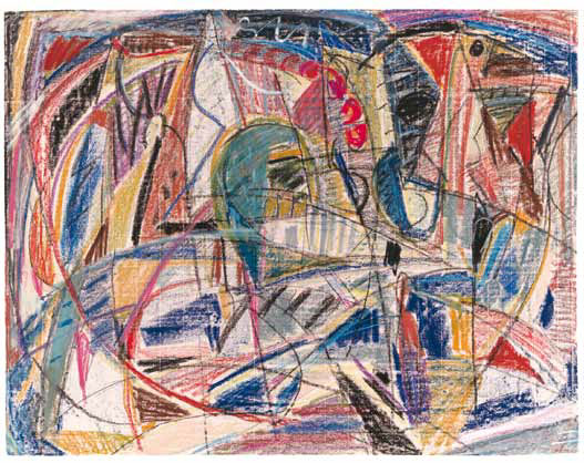 Louise Rösler: Räumliche Komposition · 1960 · Ölpastell auf Papier · 49 x 62,5 cm