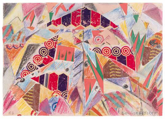 Louise Rösler: Rummelplatz · 1986 · Collage und Buntstift auf Papier · 21 x 30 cm