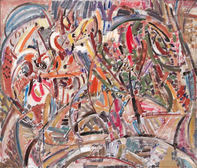 Louise Rösler: Straße im Frühling · 1963 · Öl auf Hartfaser · 60 x 70 cm