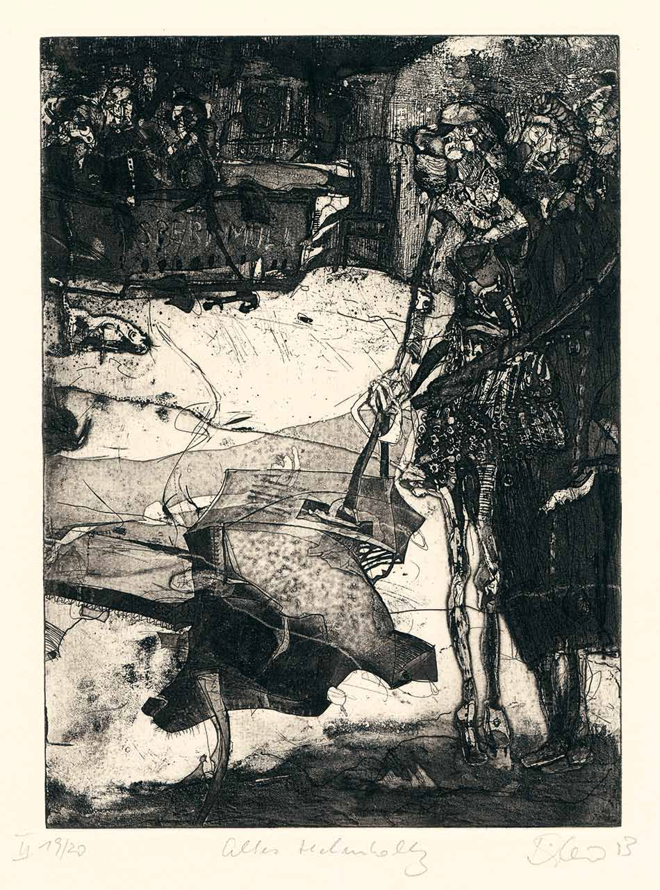 Michael Diller: Altes Helmholtz · 1983 · Radierung auf Papier · 27,5 x 19,9 cm / 38,5 x 32,8 cm