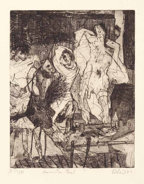 Michael Diller: Russisches Bad · 1987 · Radierung auf Papier · 27,7 x 21,9 cm / 41,2 x 33,3 cm
