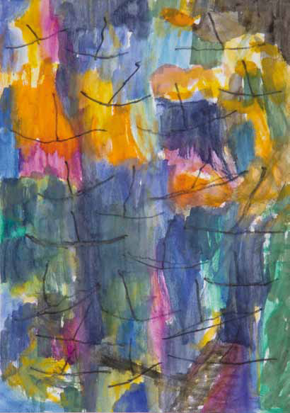 Bernhard Leue: September, 2017, Mischtechnik auf Papier, 42 x 30 cm