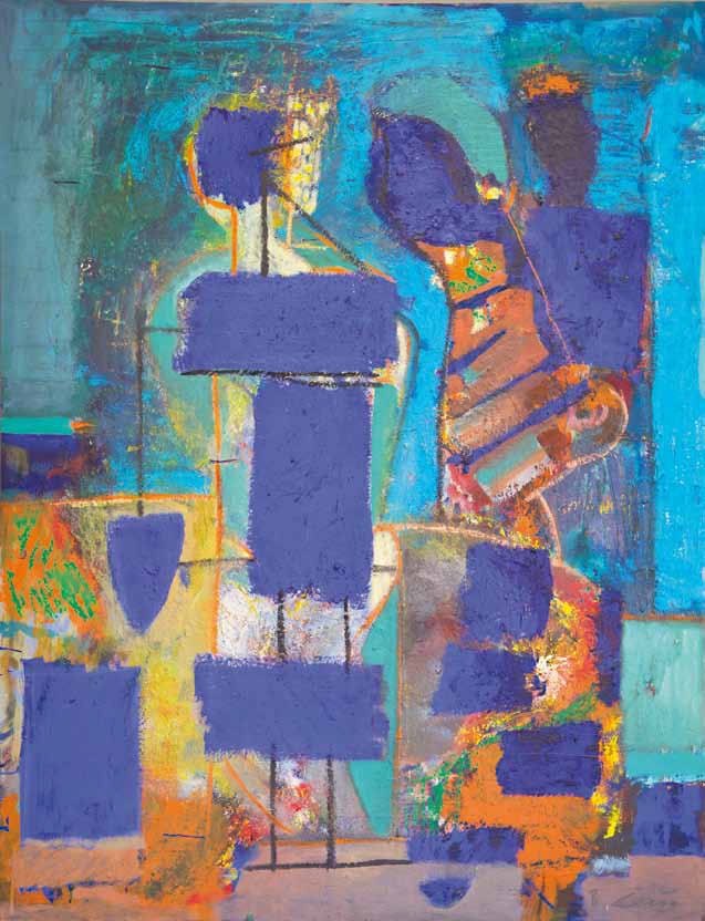 Bernhard Leue: Skulpturen, 2007, Öl auf Holz, 130 x 100 cm