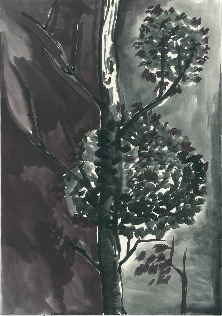 Havin Al-Sindy - Bewegungen sichten · 2022 · Tusche auf Papier · 59,7 x 40 cm