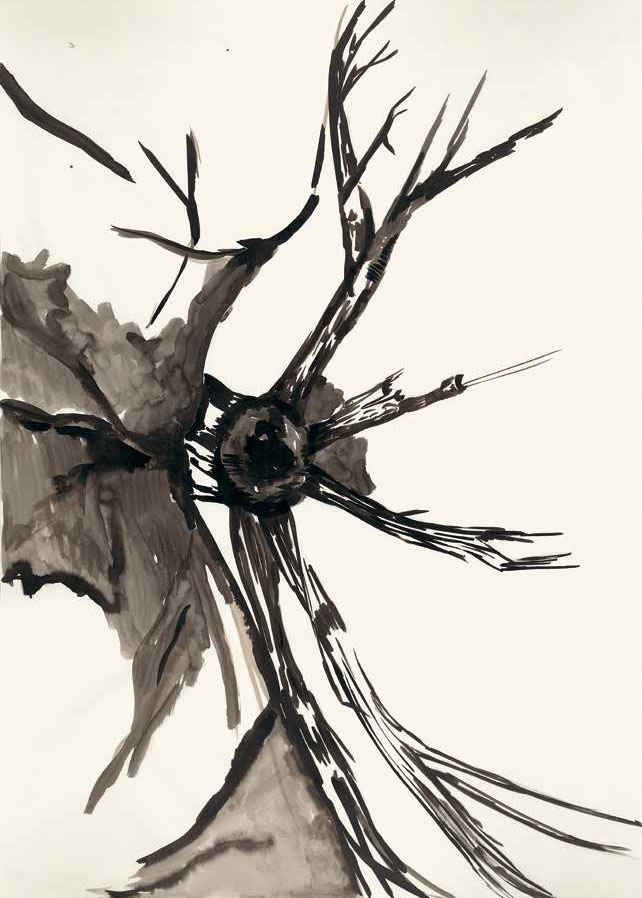 Havin Al-Sindy - Bewegungen sichten · 2022 · Tusche auf Papier · 122,7 x 87,8 cm