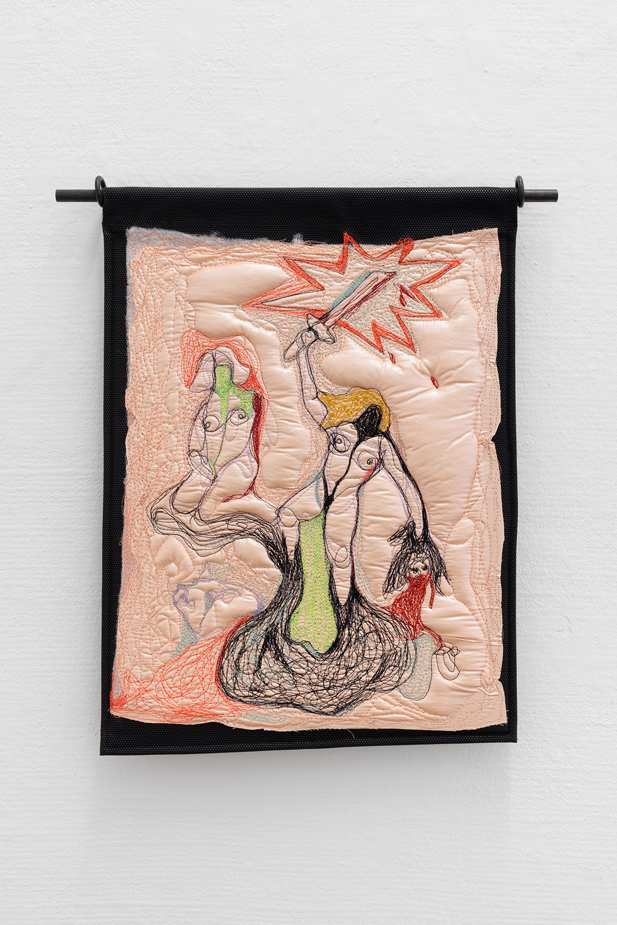 Mary-Audrey Ramirez · Gelangweilte Frauen in einer krassen Szene · 2015 · Garn auf Leinen auf PVC · 54 x 39 cm