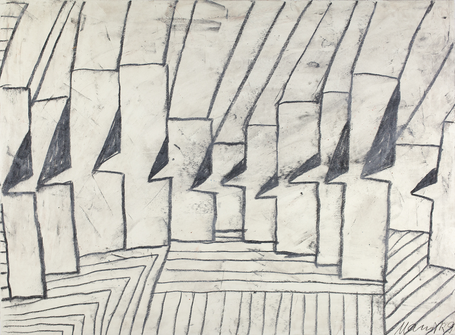 Oskar Manigk, Versuchsreihe, 2009, Mischtechnik auf Bütten, 78 x 106 cm