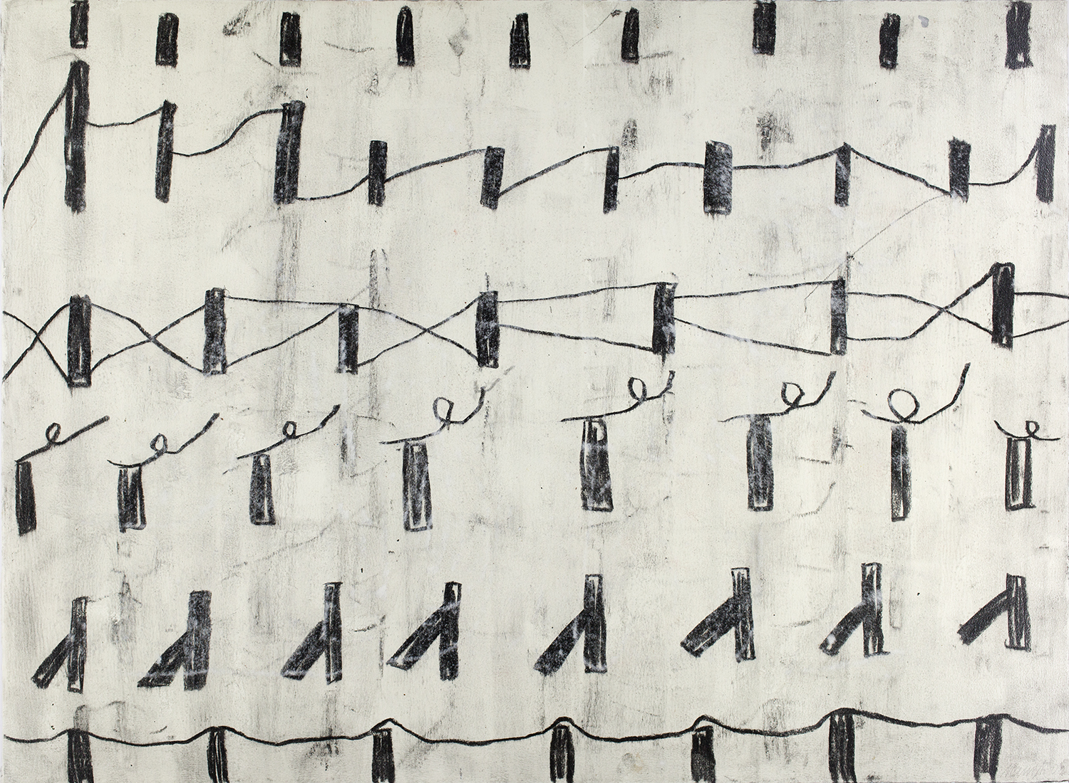 Oskar Manigk, Recht mäßig, 2002, Mischtechnik auf Bütten, 78 x 106 cm