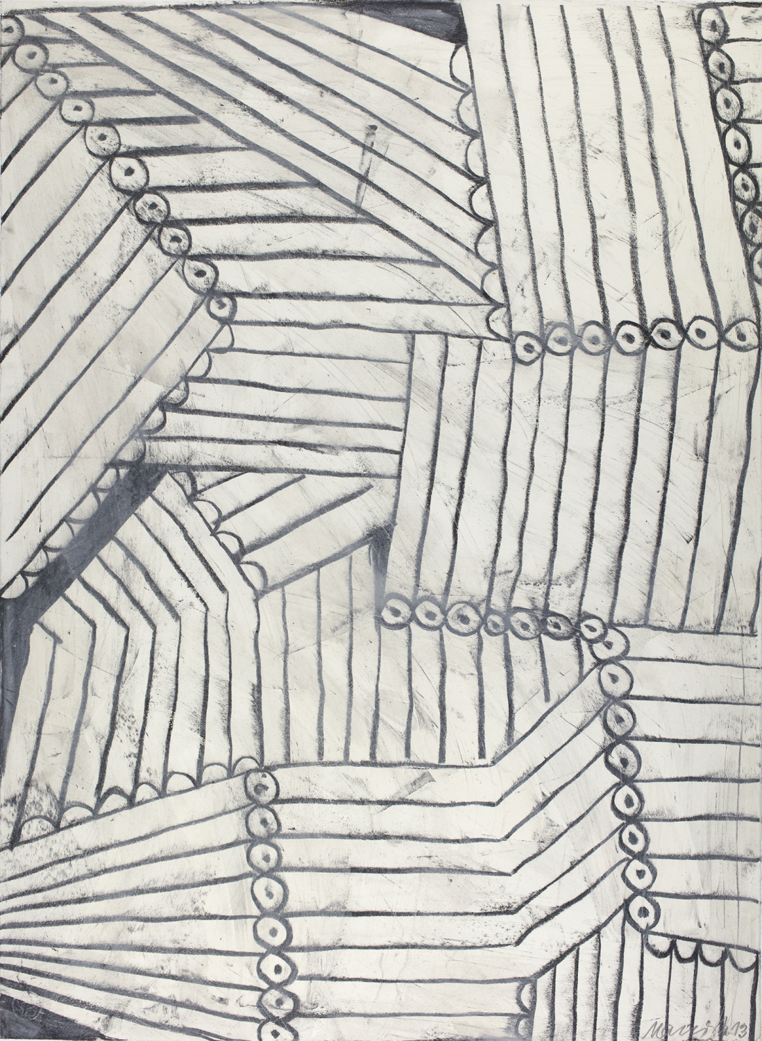 Oskar Manigk, Die Kraft des Inhaltslosen, 2013, Mischtechnik auf Bütten, 106 x 78 cm