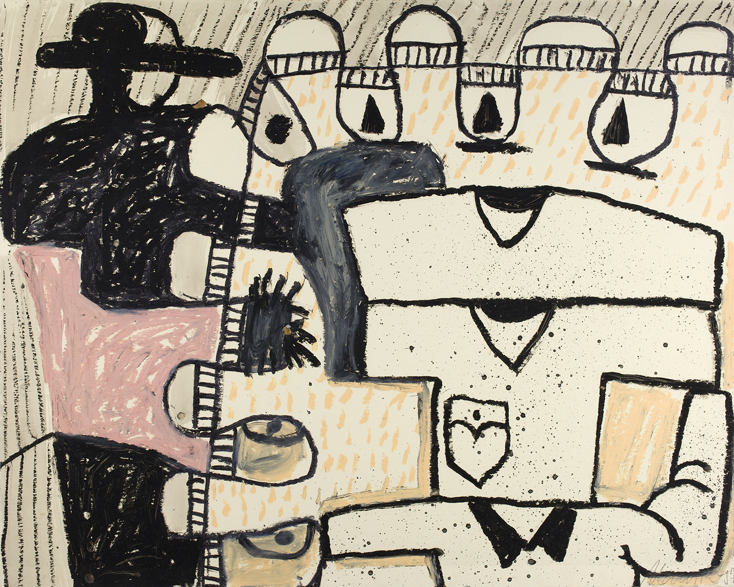 Oskar Manigk, DAS wird ja immer besser!, 1997, Mischtechnik auf Finnpappe, 80 x 100 cm